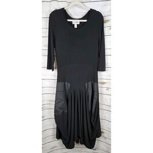 Joseph Ribkoff Black Bubble Cocoon Dress 10 Lagenlook Midi Pockets Lantern